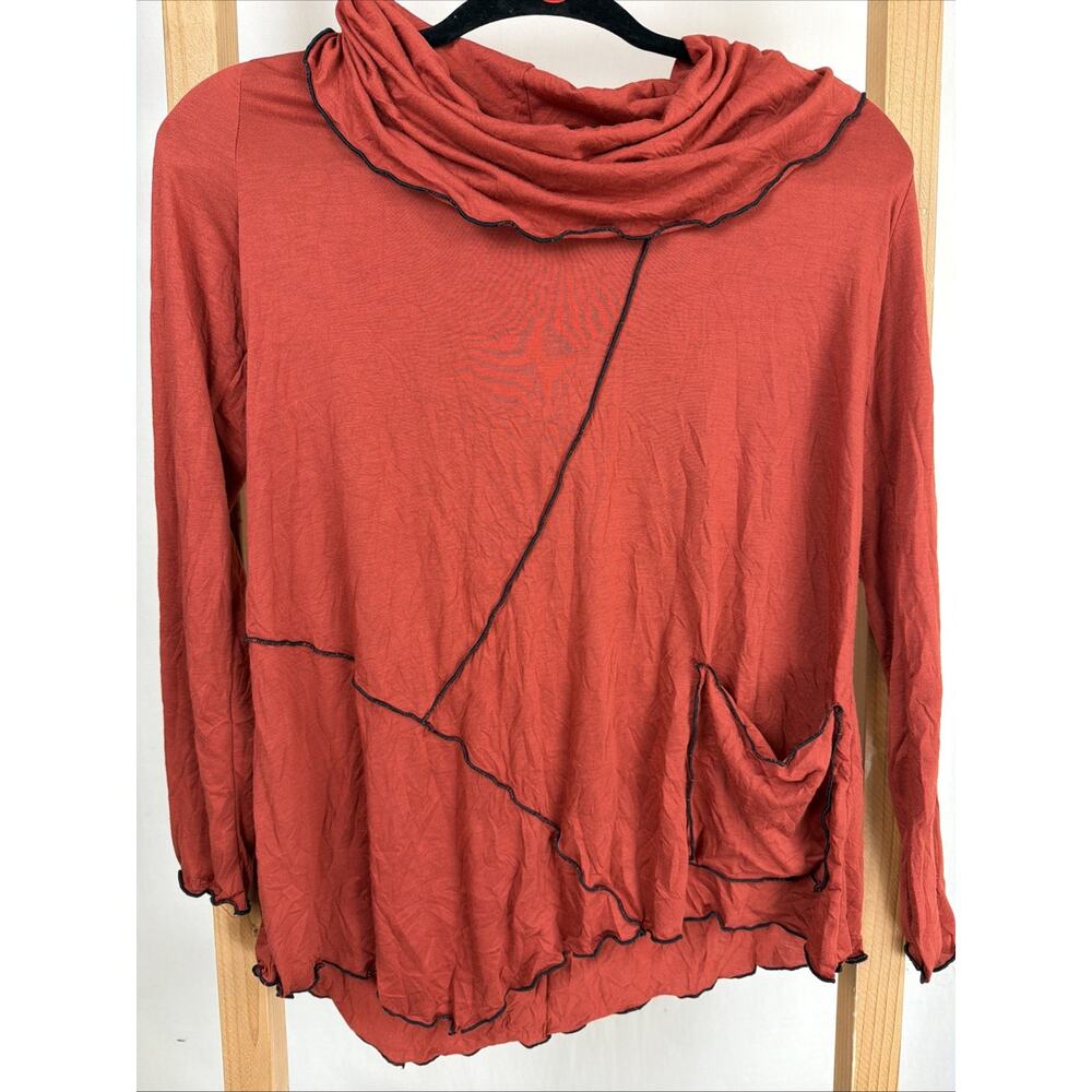 NWT Chalet USA Rust Cowl Neck Long Sleeve Top #1139 Size XS